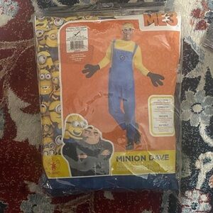 Minion Dave Adult Costume XL – Jumpsuit, Headpiece, Goggles, Gloves – New